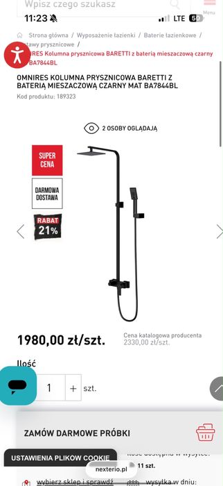 Omnires kolumna prysznicowa baretti
