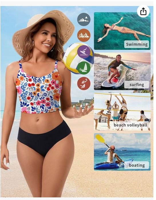 Góra od bikini, regulowane ramiączka, wzór kwiaty rozm. M WOWENY