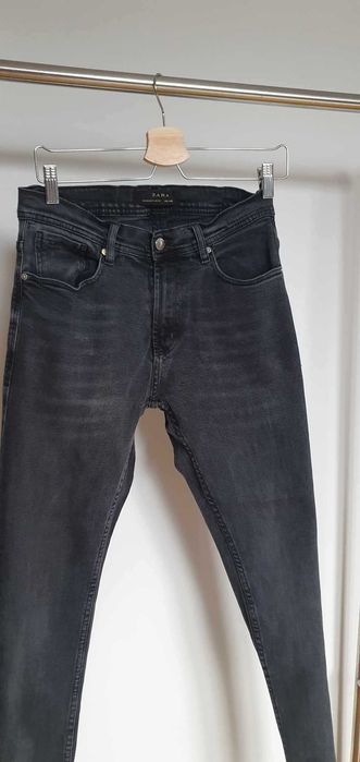 spodnie jeans slim fit skiny czarne grafitowe zara