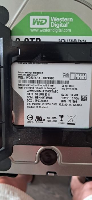 Жесткий диск 2TB Western Digital Green (WD20EARX) 3.5"