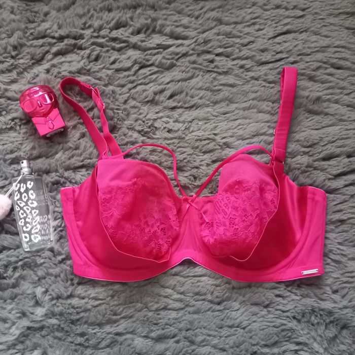 Luksusowy stanik Boux Avenue fuksja różowy koronkowy biustonosz 70H