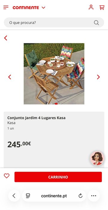 Conjunto mesa e cadeiras jardim Kasa