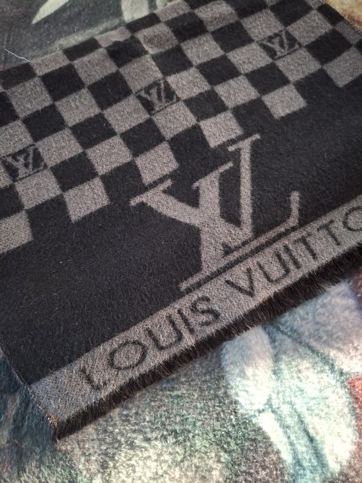 szalik w kratkę louis vuitton szaro czarny