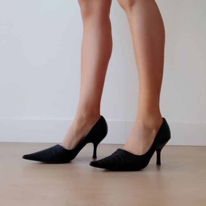 Sapatos pretos de bico fino - YESSICA, tam 38