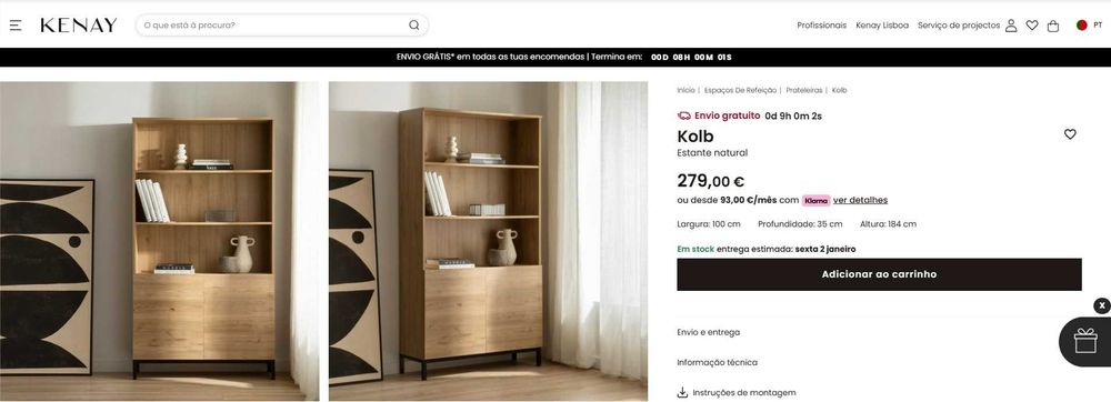 Duas Estantes Kenay Home "Kolb" como novas. Duas ao preço de uma!