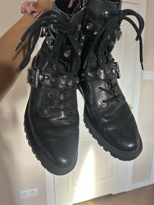 Buty botki zimowe jesienne sztyblety workery rock cyrkonie