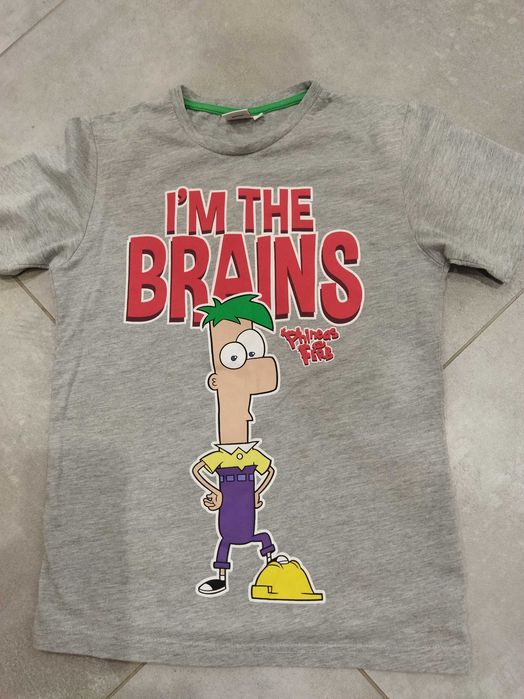 T-shirt krótki rękaw szary Fineasz i Ferb oryg.USA r. 140 cm (10-11 l)