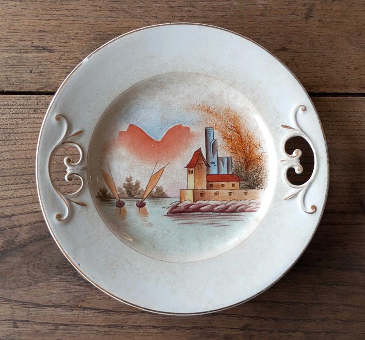 Antigo prato de torradas em faiança Chambers & Wall Massarelos