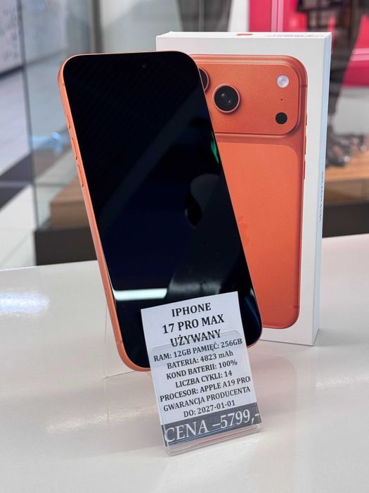 iPhone 17 Pro Max 256GB Bat 100% Topcase Vivo *Raty 0%*