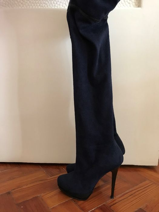 Botas azuis de camurça
