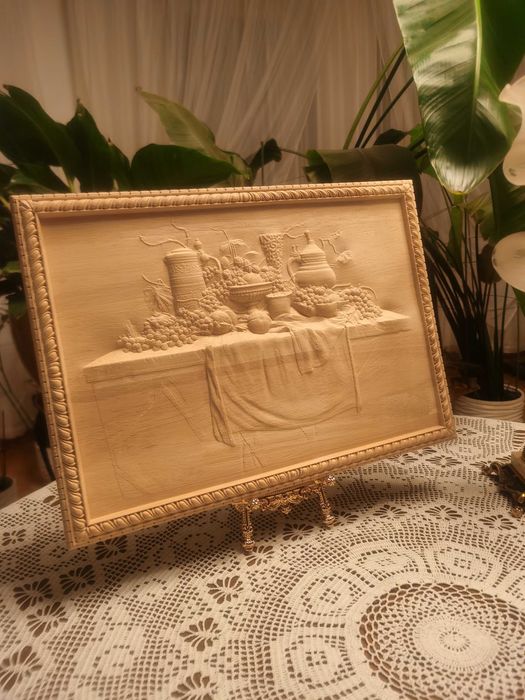 Dekoracyjny panel „Uczta Bachusa – Martwa Natura” Relief, płaskorzeźba
