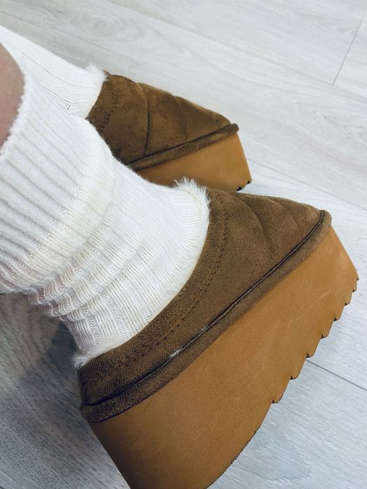 Жіночі угі на високій платформі розмір 37 коричневі