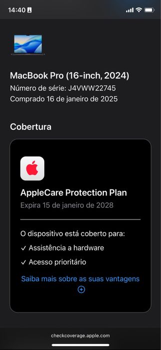 MacBook Pro 16" M4 Pro | 48GB | 1TB |  Nano-texture | AppleCare até 2028
