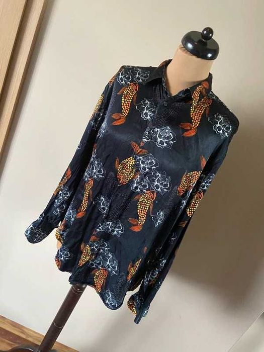 Ryby koszula oversize luzna sliska xl 42 44 +size jak satyna wzor zara