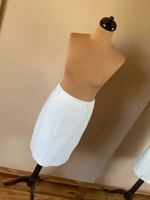 M l 38 40 monnari biala spódnica materiał cienki lekki midi