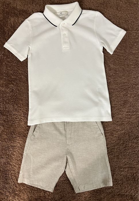 Летний костюм футболка и шорты H&M116-122,футбока поло,джинсовые шорты