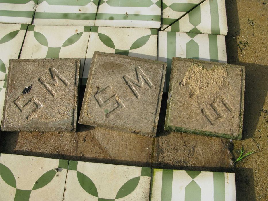 Mosaicos hidráulicos verdes e brancos