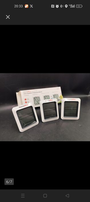 Termometr Wewnętrzny, ThermoPro TP-50, Szary 7,8 x 6,6 cm 3 szt.