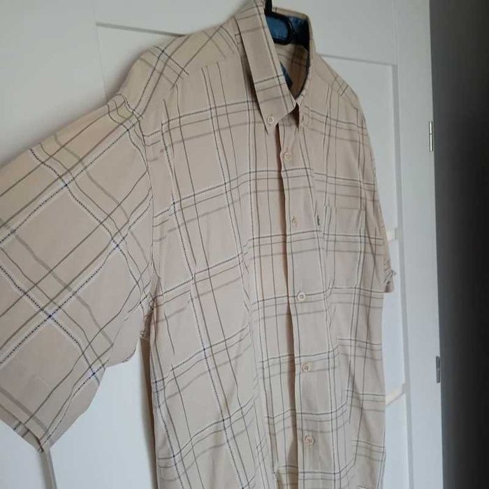 Beżowa koszula męska w kratę Redpolo Classic | Rozmiar [XL] | Bawełna