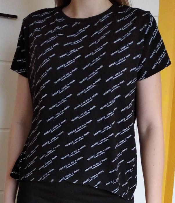 Tally Weijl S XS 36 34 T-shirt czarny z napisami wzór basic bluzka