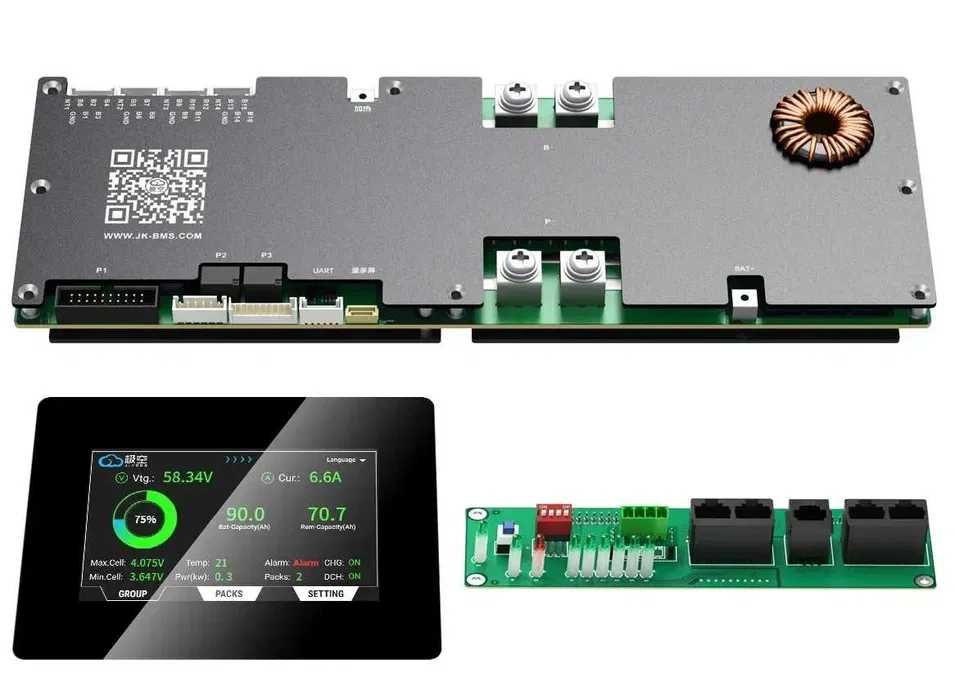 BMS-плата JIKONG BMS (JK-PB2A16S20P v19/200A 8S/16S) з CAN шиною та дисплеєм 4.3"