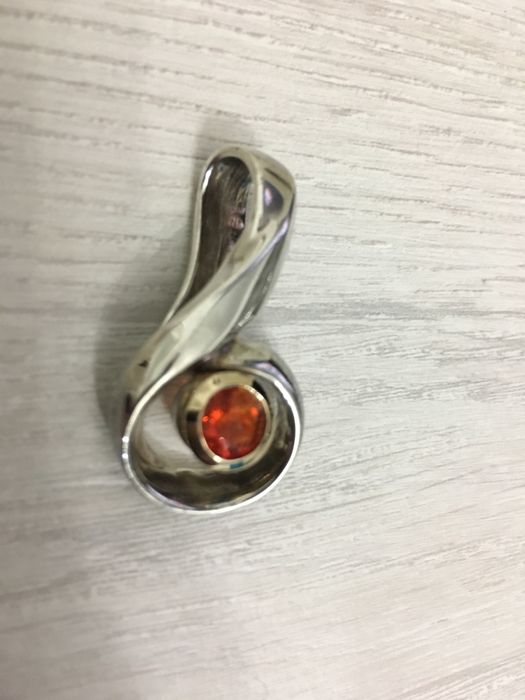 Pendente prata ouro e opala de fogo