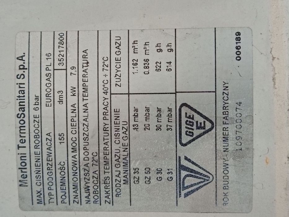 Bojler gazowy Merloni