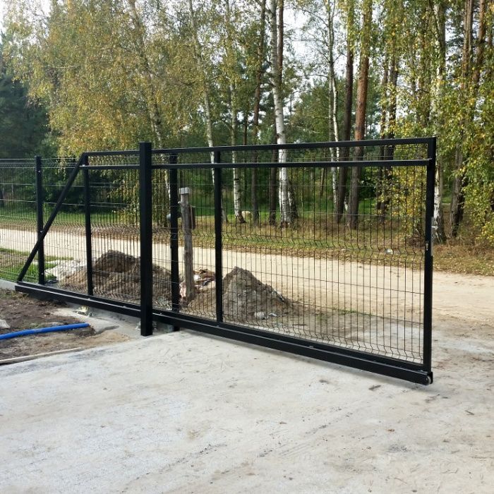 Brama Przesuwna Panelowa 1.5 x 4 m. PRODUCENT paneli ogrodzeniowych.