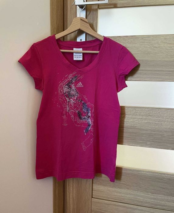 Damski Różowy Tshirt Adidas S Vintage