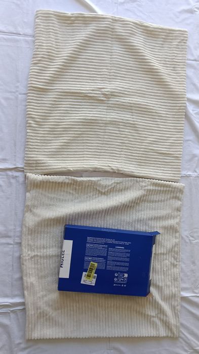 Nowe poszewki na poduszki MIULEE sztruksowe kremowe ecru 65x65 2 szt.