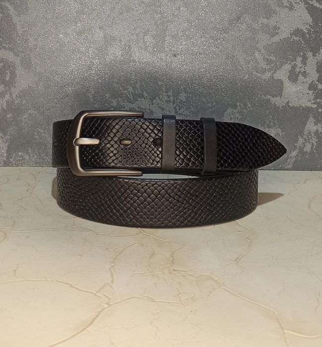 Ремень мужской кожаный с тиснением ремінь чоловічий пояс шкіряний