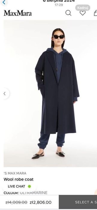 Plaszcz Max Mara 100% welna granat xssml