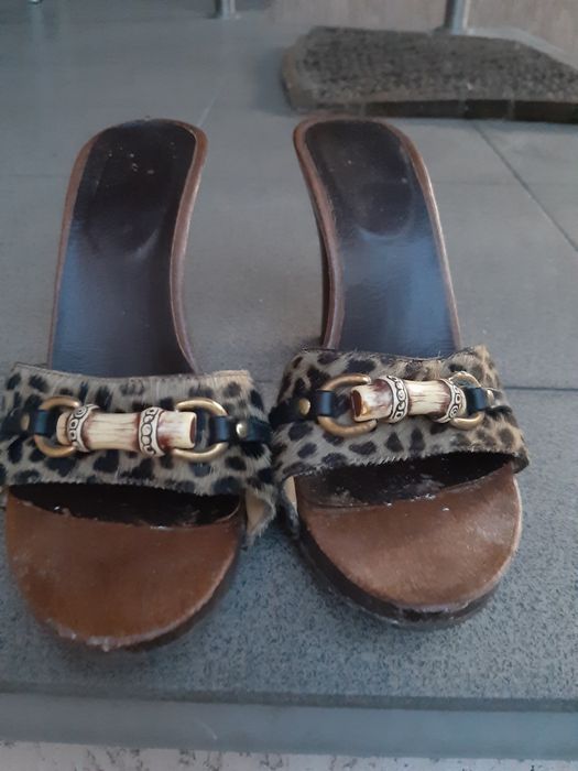 Klapki vintage stare lata 80te elementy skóry włoskie boho klapeczki