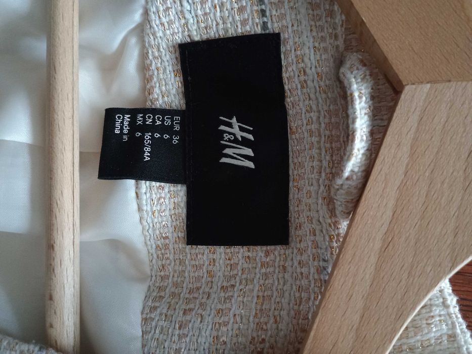 eleganckie wizytowe bolerko H&M - 36, złota nitka, narzutka
