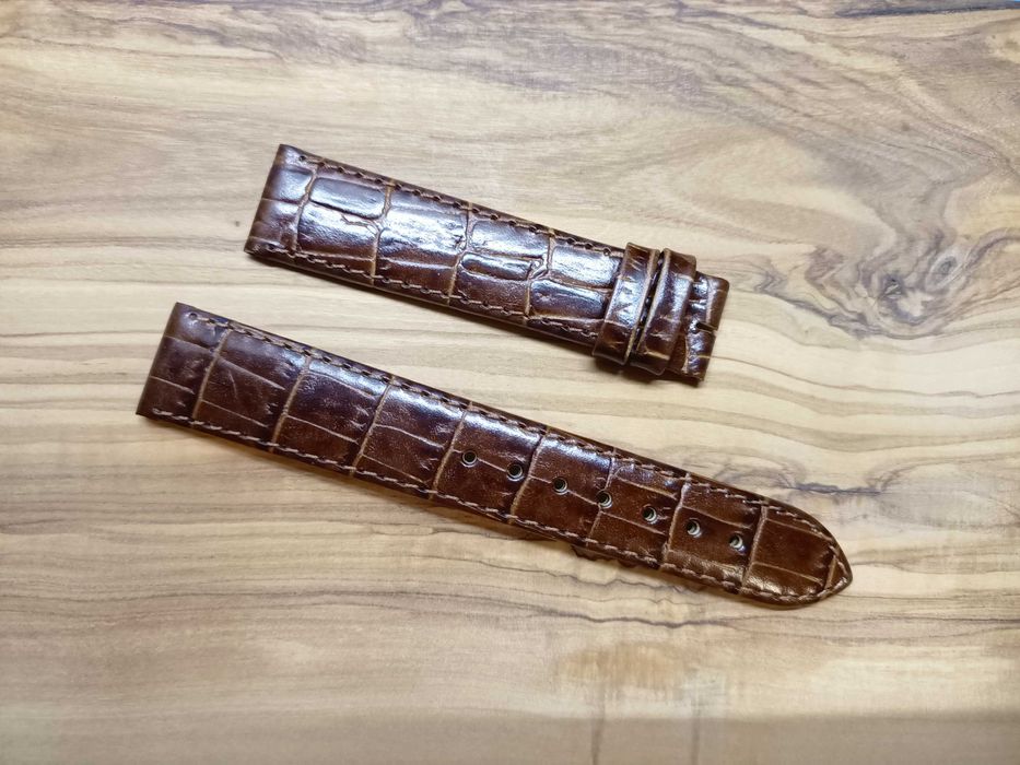 Pasek skórzany do zegarka "Roamer" 18mm, gruby, brązowy, BEZ klamry