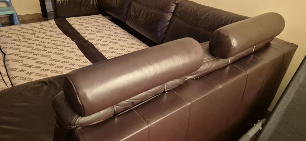 Narożnik Helvetia Furniture prawy, skóra naturalna