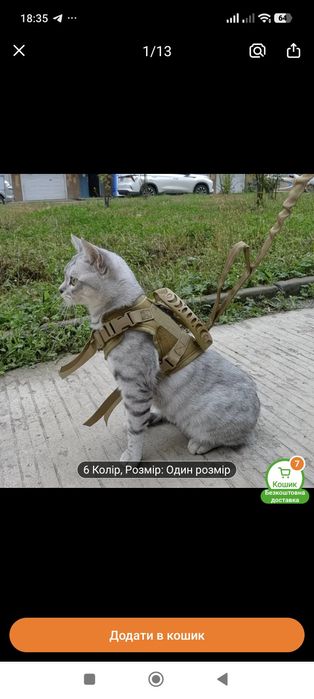 Тактичний жилет 600D для котів - Жилет з нагрудним ременем для дресиру