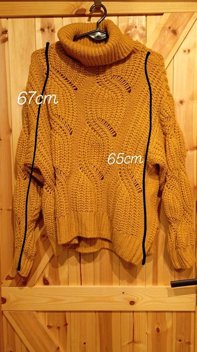 Sweter damski golf musztardowy