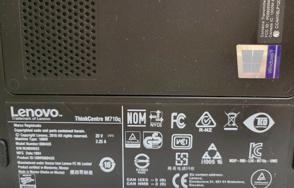 Компьютер Lenovo ThinkCentre M710q USFF 8Gb DDR4 Win 10/11 неттоп