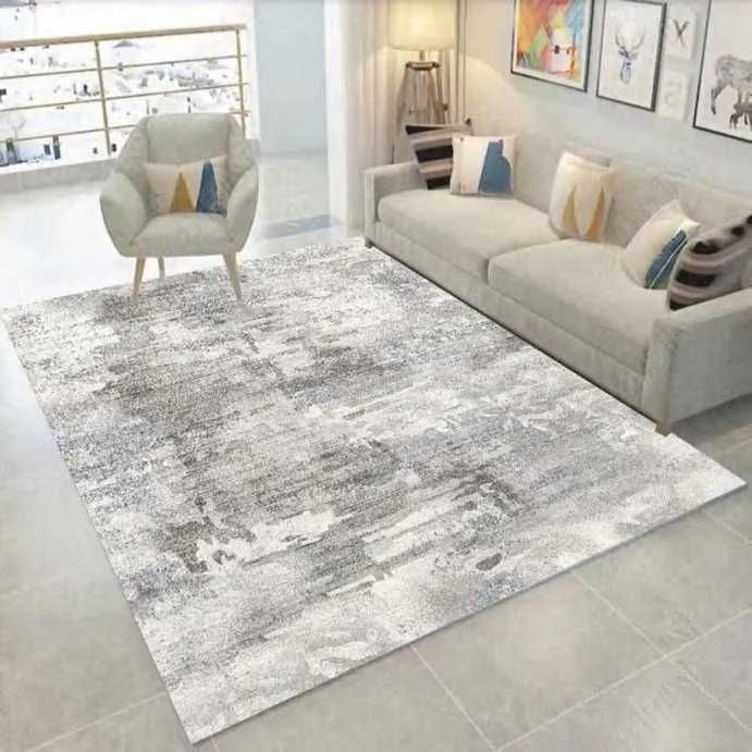 Dywan miekki pluszowy nowoczesny szary biały niebieski 220/160cm