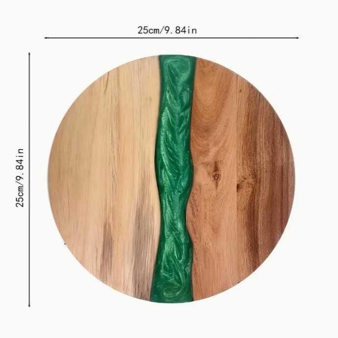 Разделочная доска c эпоксидной смолой круглая кухонная обробна дошка