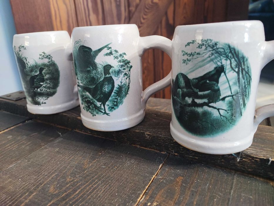 Kufle do piwa z motywem myśliwski dla kolekcjonera wycisk