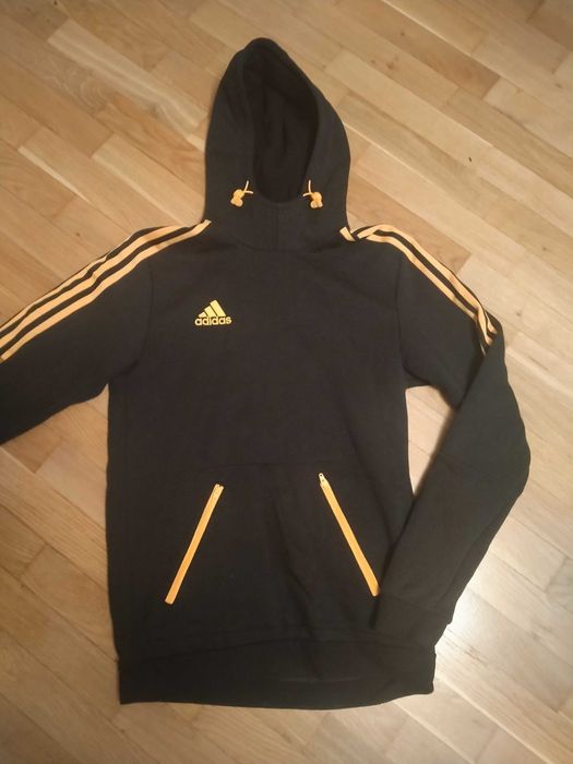 Damska bluza z kapturem, Adidas oryginalna, czarna kangurka, stan BDB