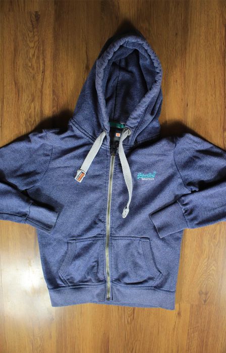 Bluza Superdry r. M niebieska damska z kapturem bawełniana