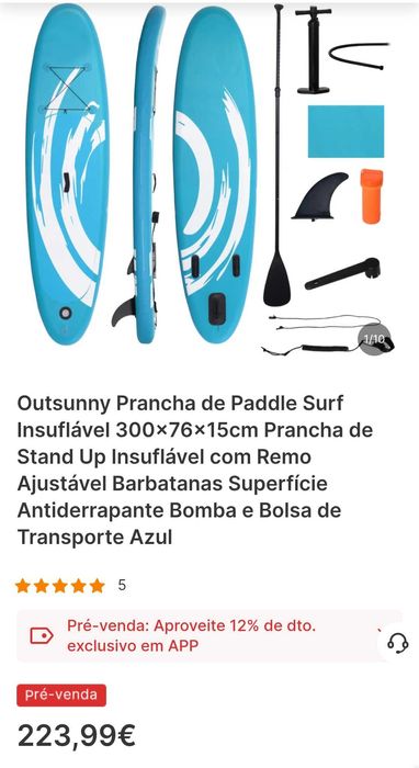 Prancha de Paddle Surf Insuflável 300x76x15cm