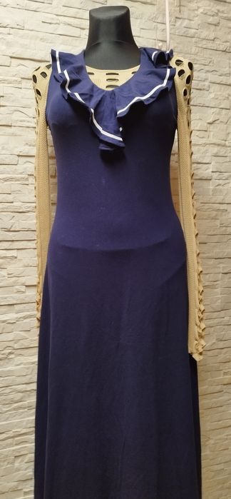 ?Sukienka marynarska Ralph Lauren 36/38 S/M bawełna,modal,granat maxi