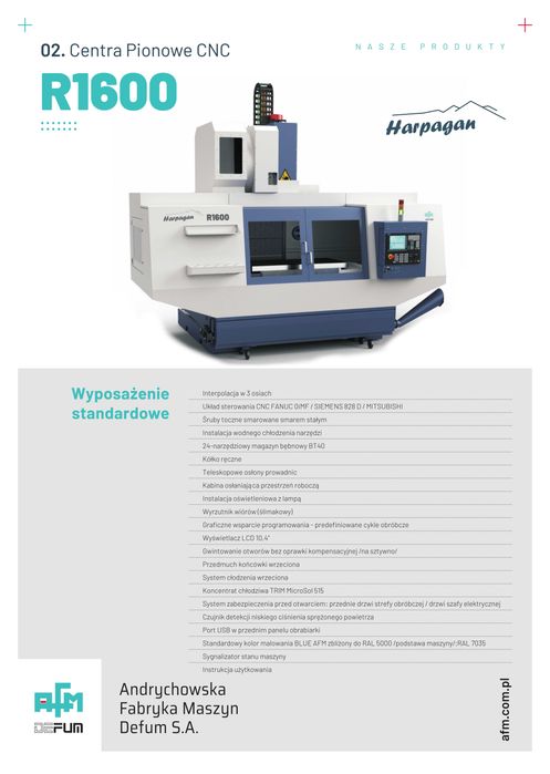 Centrum Pionowe R1600 "Harpagan" Frezarka - AFM DEFUM