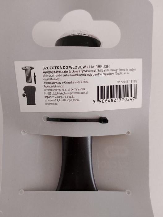 Czarna szczotka do włosów z masażerem do skóry głowy kotek