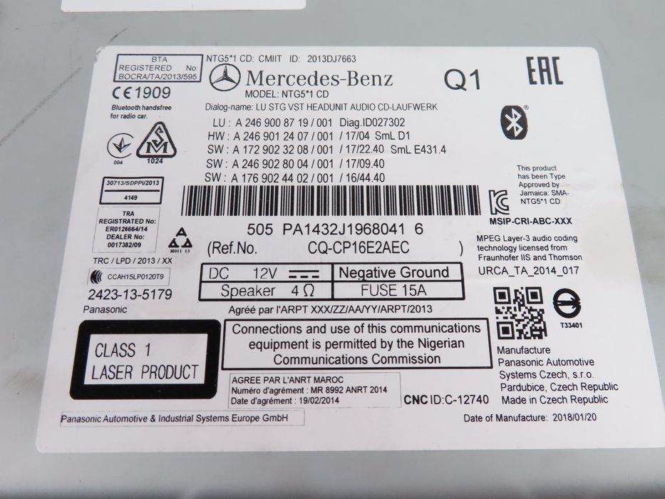 Sistema / Unidade De Navegação Mercedes-Benz A-Class Ref: A2469008719