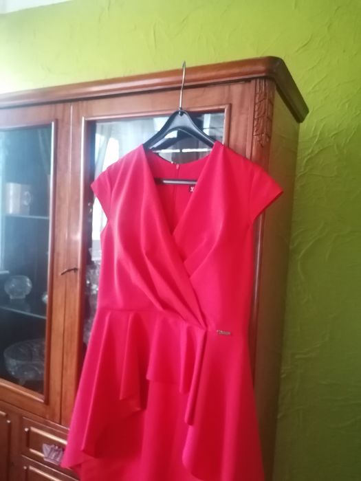 Śliczna koktajlowe malinowa sukienka rozm. 40-  niższa cena
